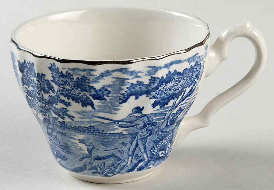 Hunter Blue (Platinum Trim) Flat Cup by Myott Staffordshire-1