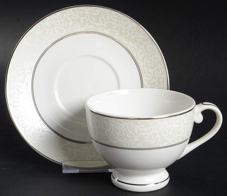 Parchment Ivory Footed Cup & Saucer Set by Mikasa-1