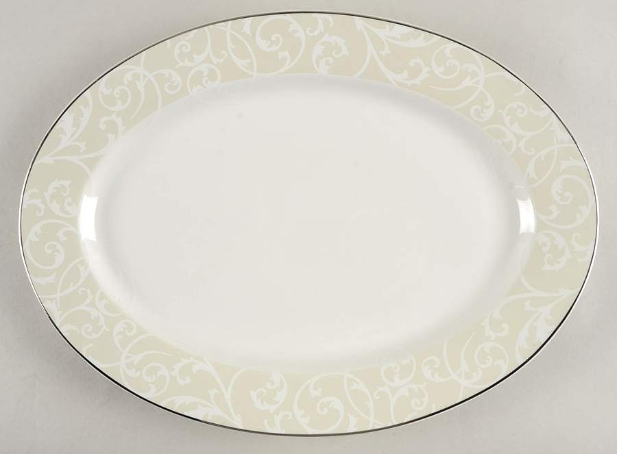 Parchment Modern 14" Oval Serving Platter by Mikasa-1