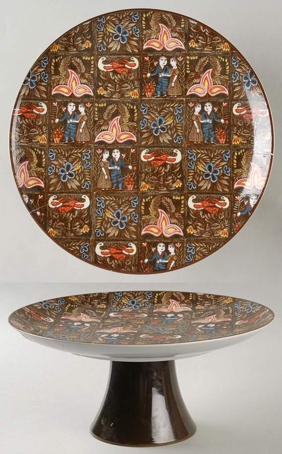 Country Quilt 10" Diameter Pedestal Cake Stand by Seymour Mann-1