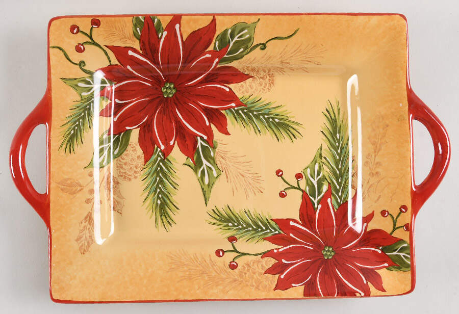 Honey Poinsettia 14" Rectangular Serving Platter by Maxcera Corp-1