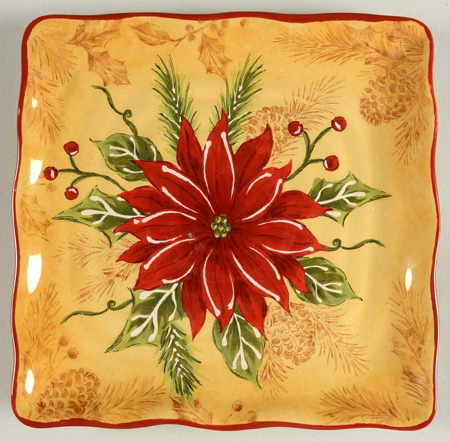 Honey Poinsettia Square Salad Plate by Maxcera Corp-1