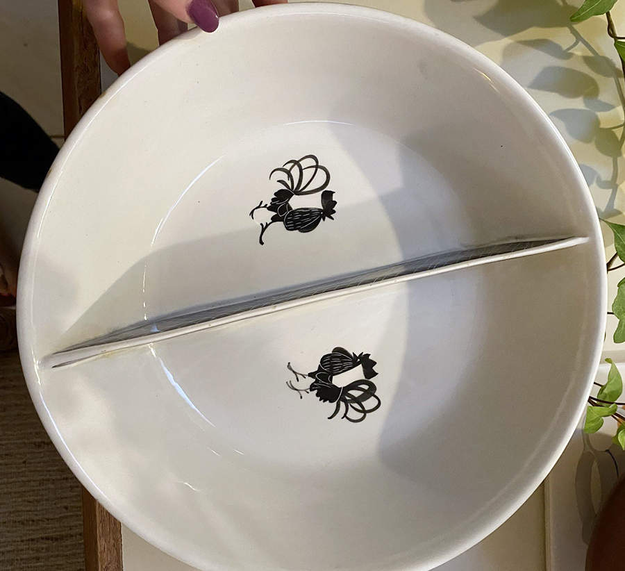 Black Cockerel Round Divided Vegetable Bowl by Mancioli-1