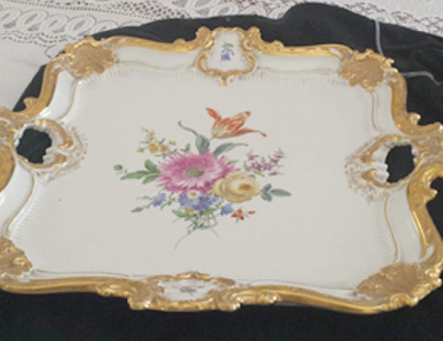 MSS195 Square Handled Cake Plate by Meissen (Germany)-1