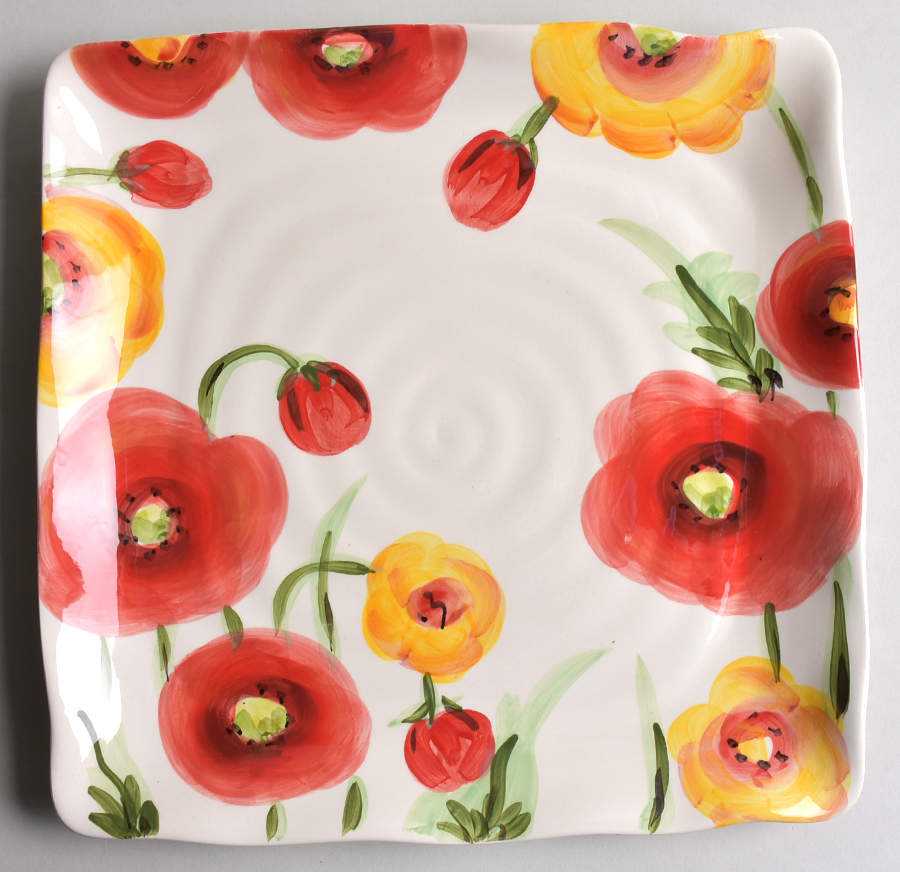 Poppy Pops Square Dinner Plate by Maxcera Corp-1