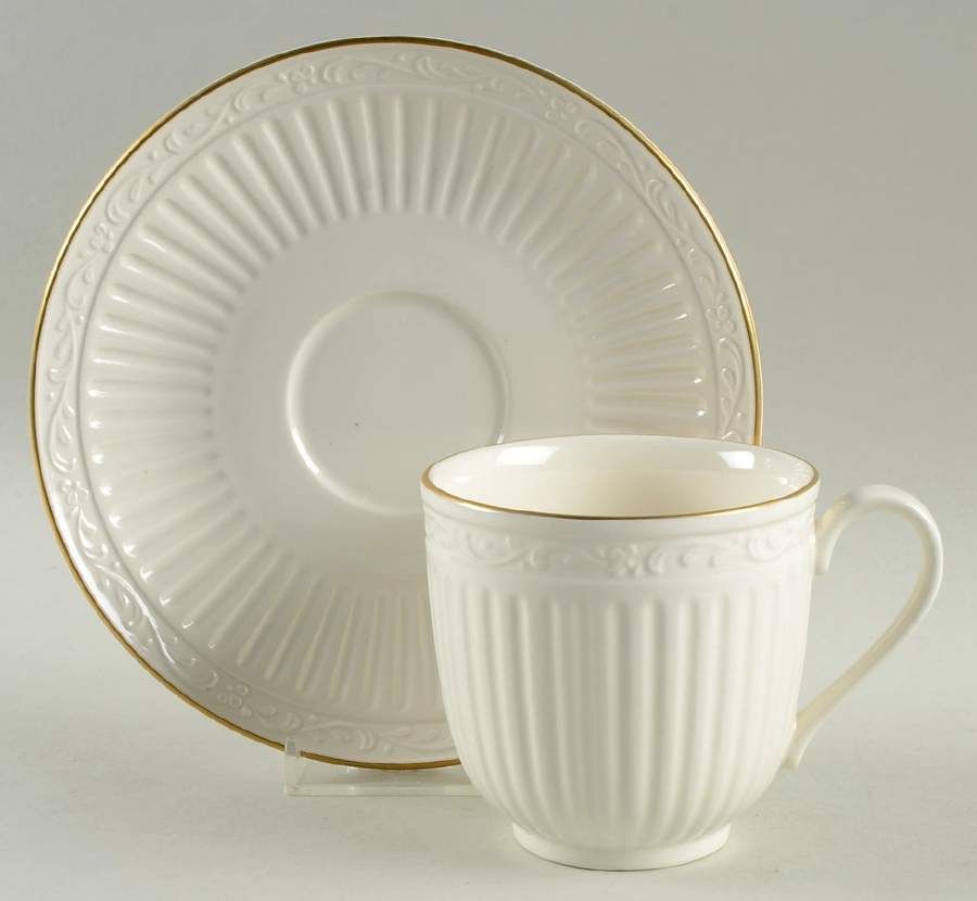 Italian Countryside Gold Flat Cup & Saucer Set by Mikasa-1