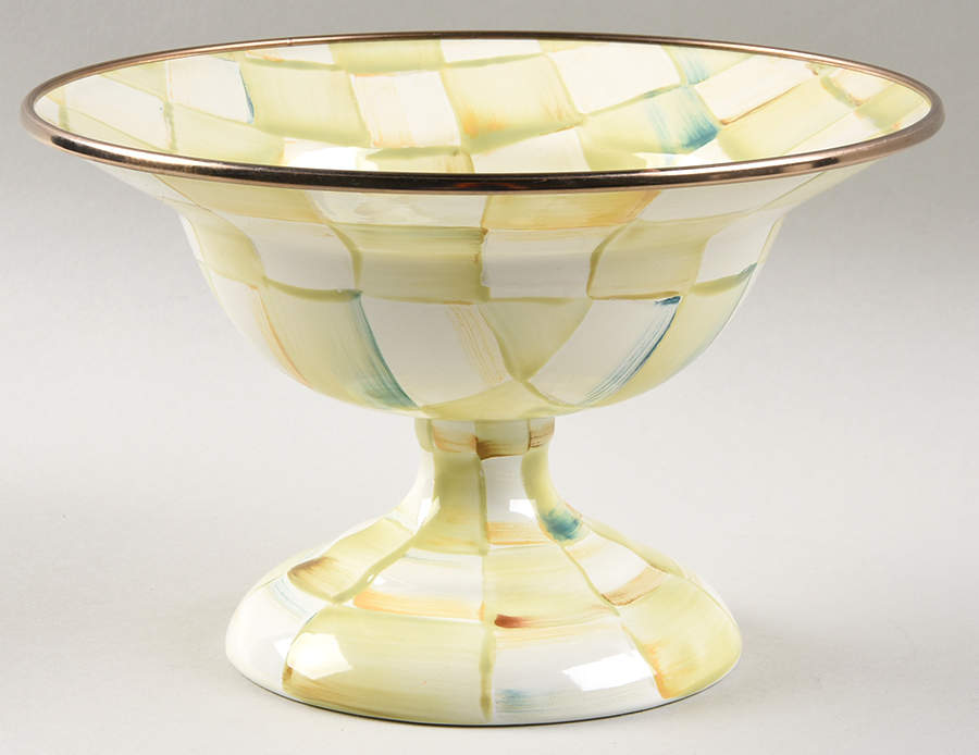 Parchment Check (Enamelware) Round Compote (Height X Width) by MacKenzie-Childs-1