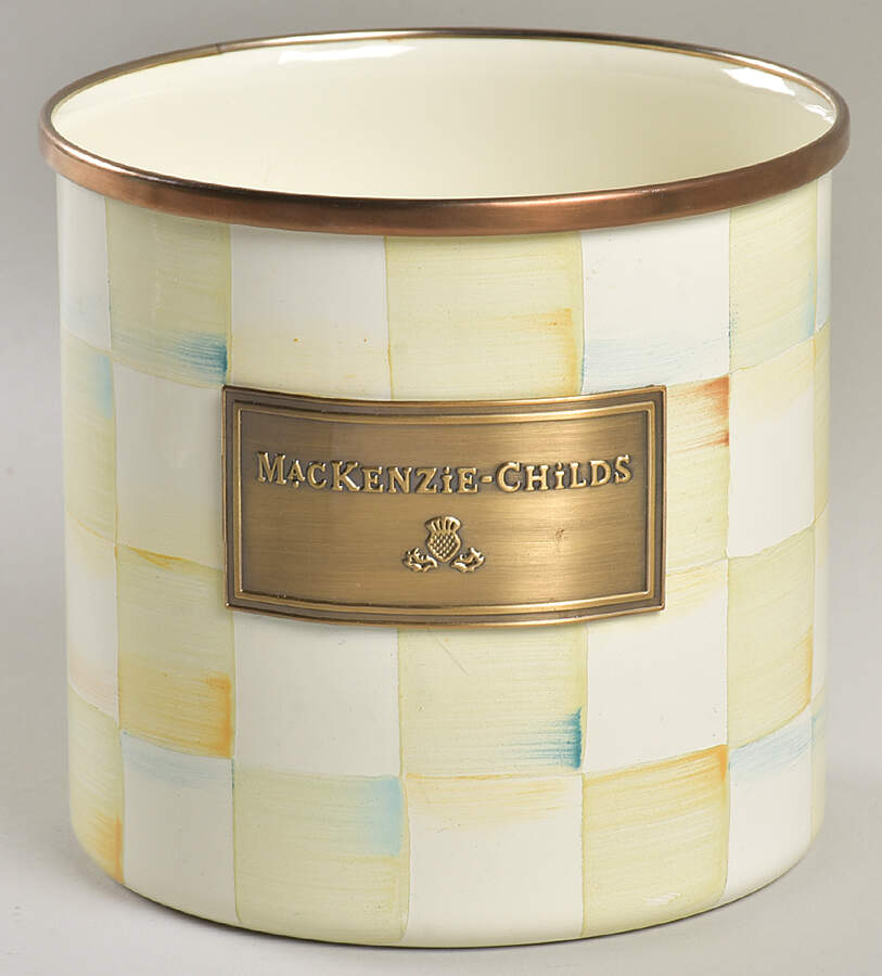 Parchment Check (Enamelware) Small Canister No Lid by MacKenzie-Childs-1