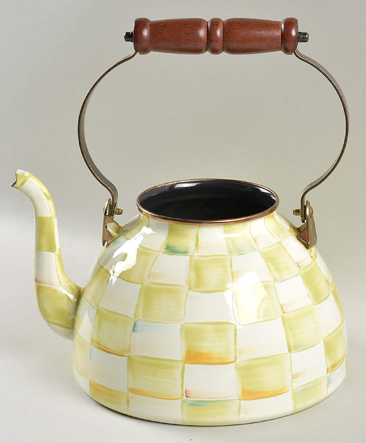 Parchment Check (Enamelware) Kettle No Lid by MacKenzie-Childs-1