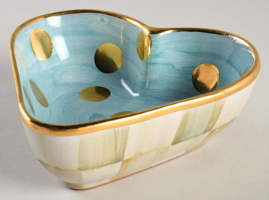 Parchment Check 5" Heart Shaped Bowl by MacKenzie-Childs-1