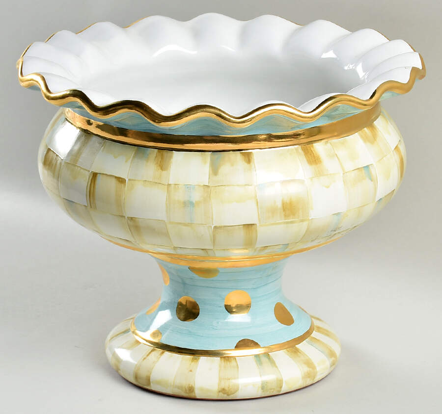 Parchment Check 9" Stoutly Vase by MacKenzie-Childs-1