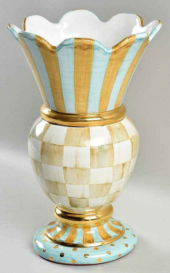 Parchment Check 11" Vase by MacKenzie-Childs-1