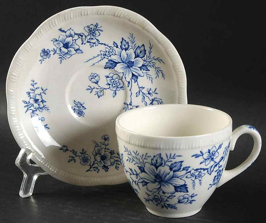 Orient Blue Flat Cup & Saucer Set by Alfred Meakin-1