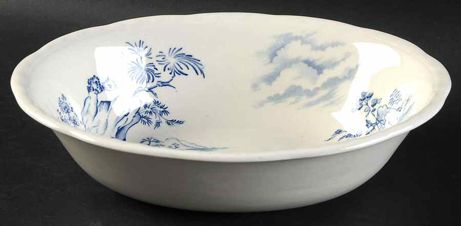 Tsing Hai Blue 9" Oval Vegetable Bowl by Alfred Meakin-1
