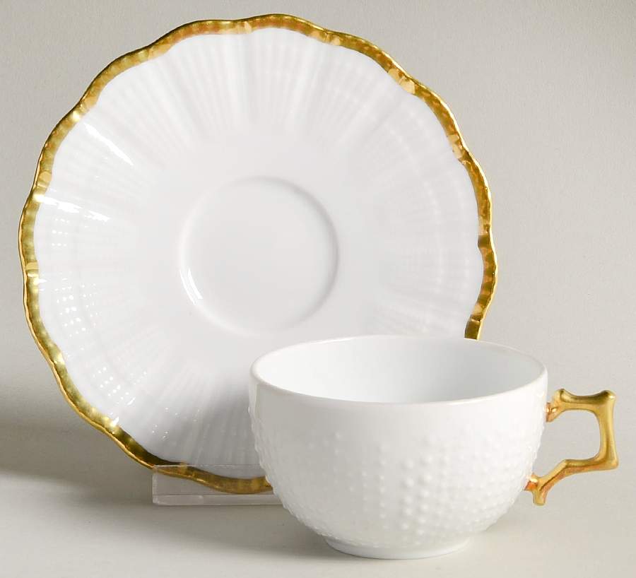 Corail Gold Flat Demitasse Cup & Saucer Set by Medard de Noblat-1