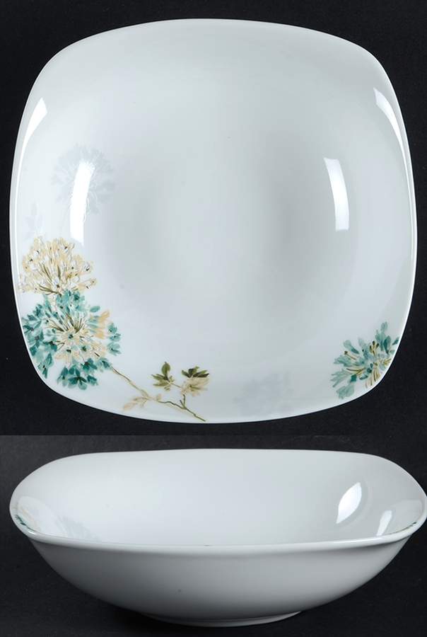Silk Floral Square Teal Soup/Cereal Bowl by Mikasa-1