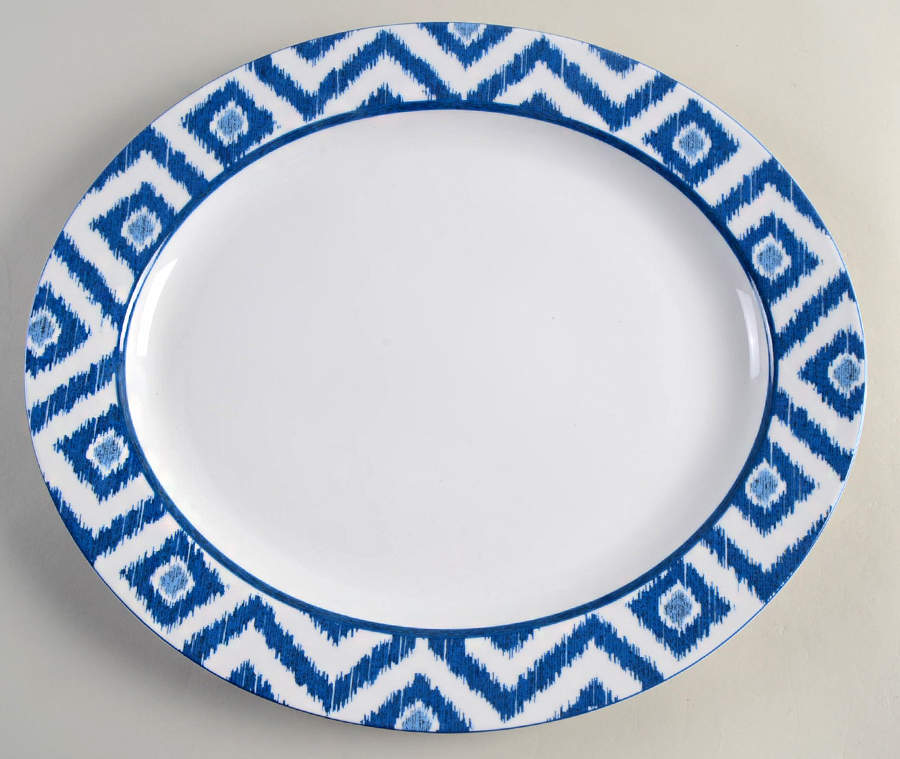 Ikat Blue 15" Oval Serving Platter by Mikasa-1