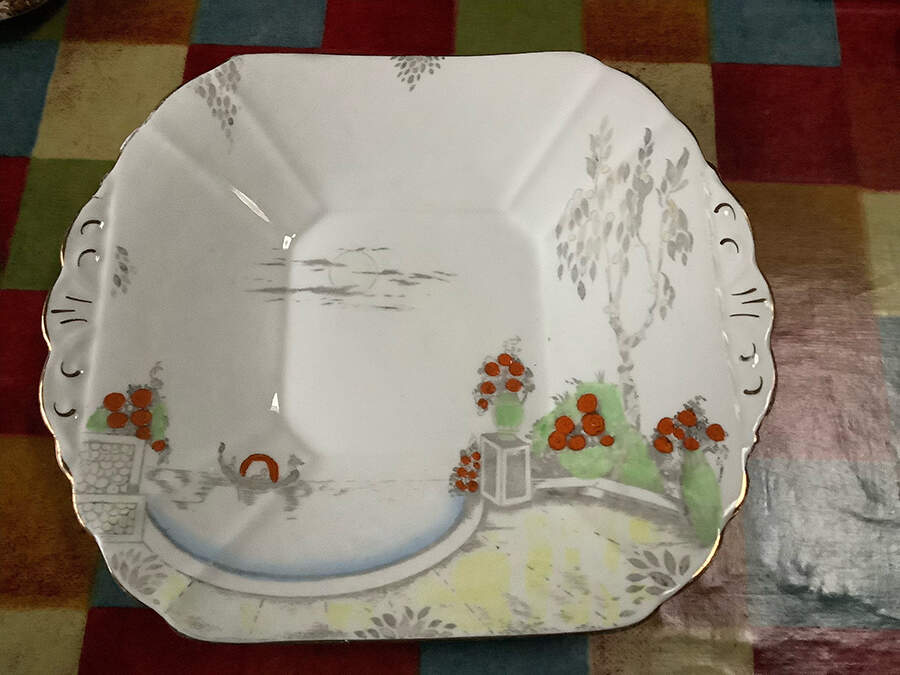 Venetian Night Handled Cake Plate by Melba-1