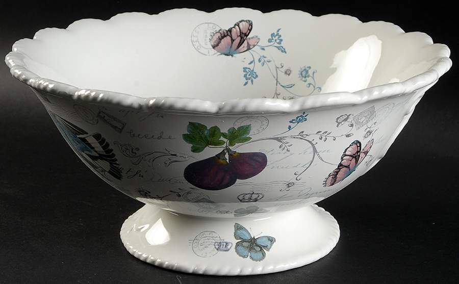 Antique Countryside 10" Footed Round Vegetable Bowl by Mikasa-1