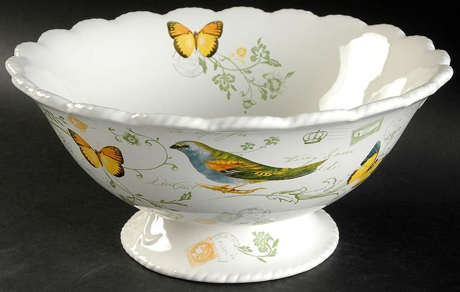 Antique Countryside 10" Footed Round Vegetable Bowl by Mikasa-1