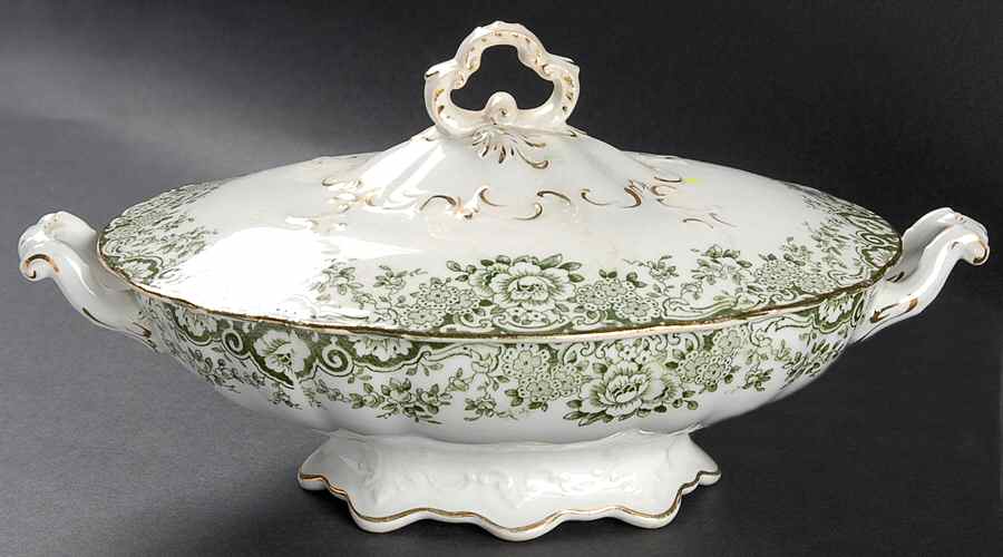 Minton Green Oval Covered Vegetable by Mercer-1