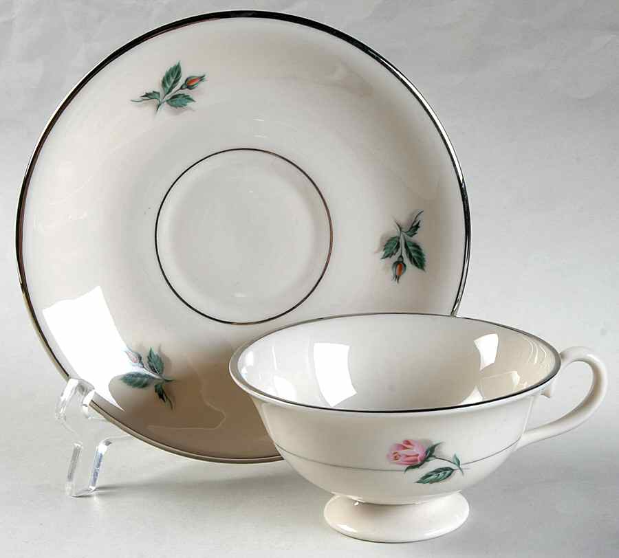 Rosebud Footed Cup & Saucer Set by Magna-1
