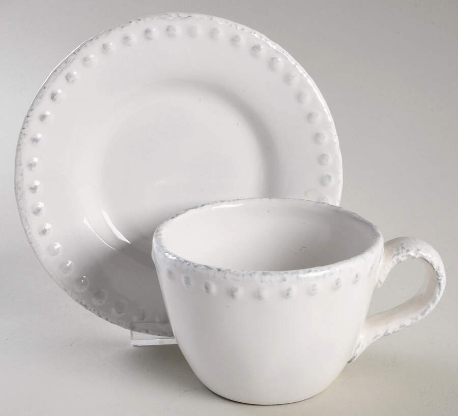 Blanc Brigette Flat Cup & Saucer Set by Maison Versailles-1
