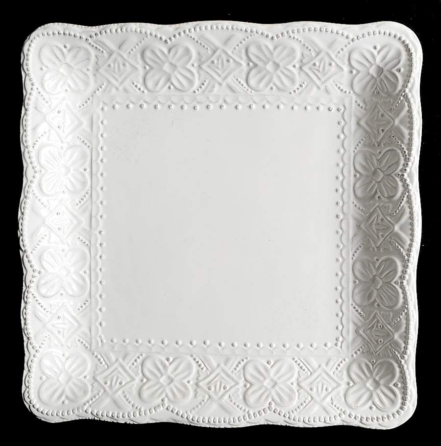 Blanc Elisabeth Square Dinner Plate by Maison Versailles-1