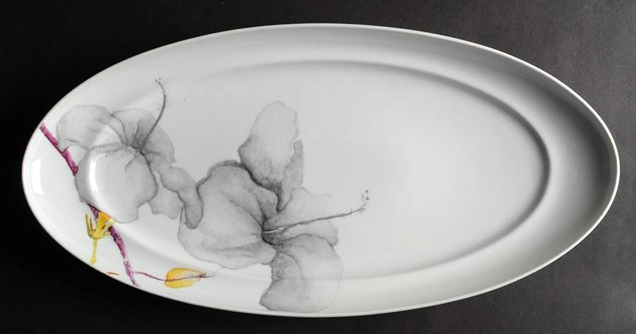 Aliza Gris 18" Oval Serving Platter by Mikasa-1