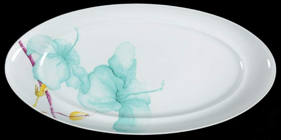 Aliza Teal 18" Oval Serving Platter by Mikasa-1