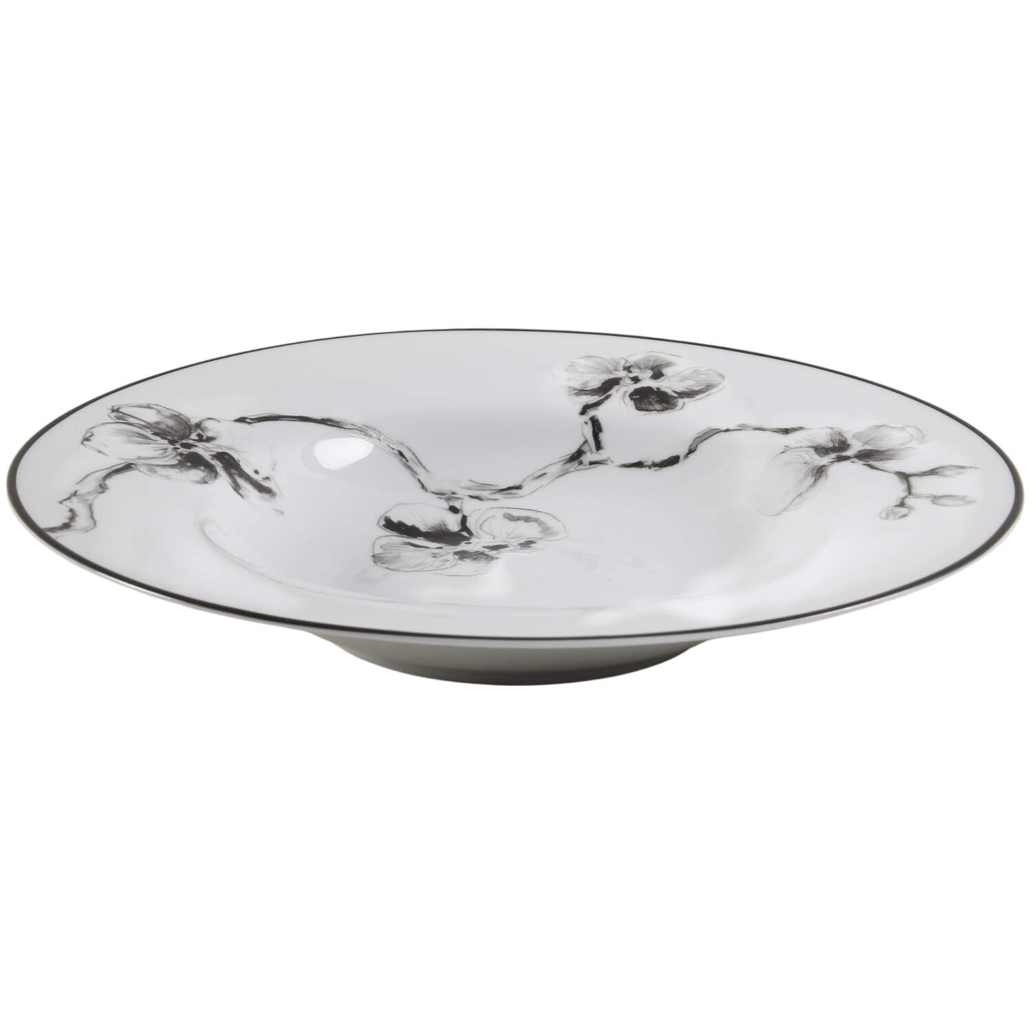 Black Orchid Large Rim Soup Bowl by Michael Aram-1