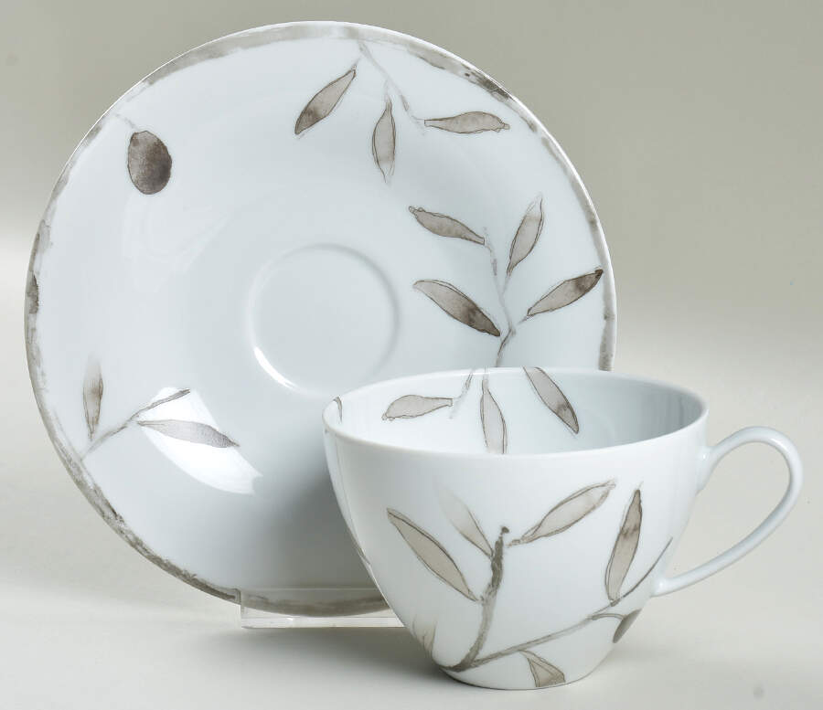 Olive Branch Flat Cup & Saucer Set by Michael Aram-1