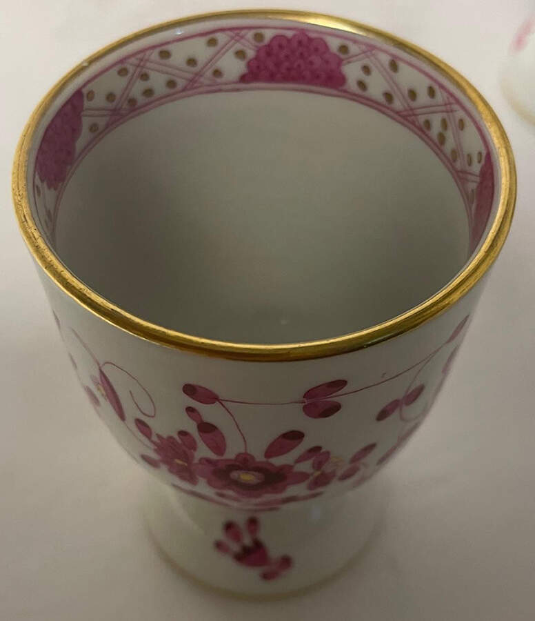 Indian Painting Pink Single Egg Cup by Meissen (Germany)-1