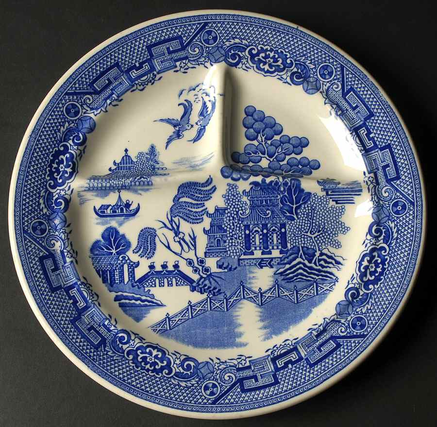 Willow Blue Grill Plate by Mayer (American)-1