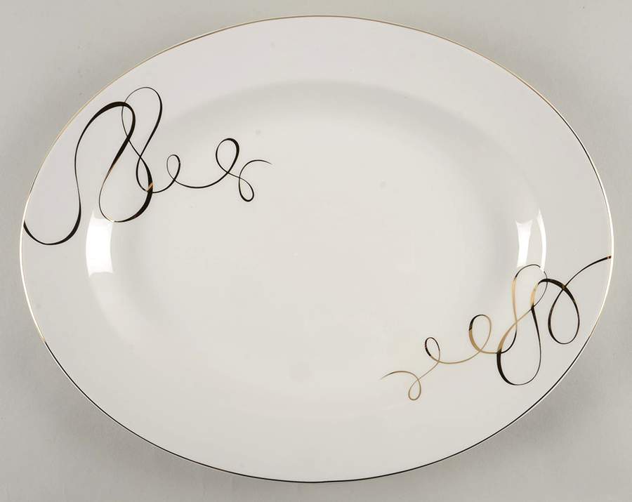 Love Story Gold (Round) 14" Oval Serving Platter by Mikasa-1