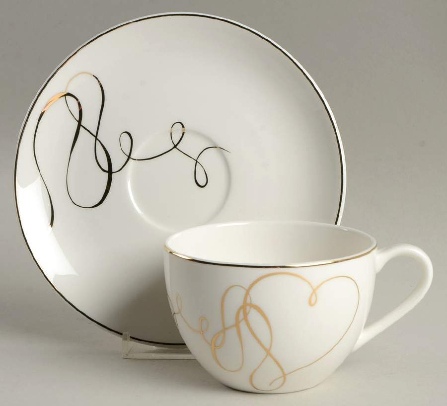 Love Story Gold (Round) Flat Cup & Saucer Set by Mikasa-1