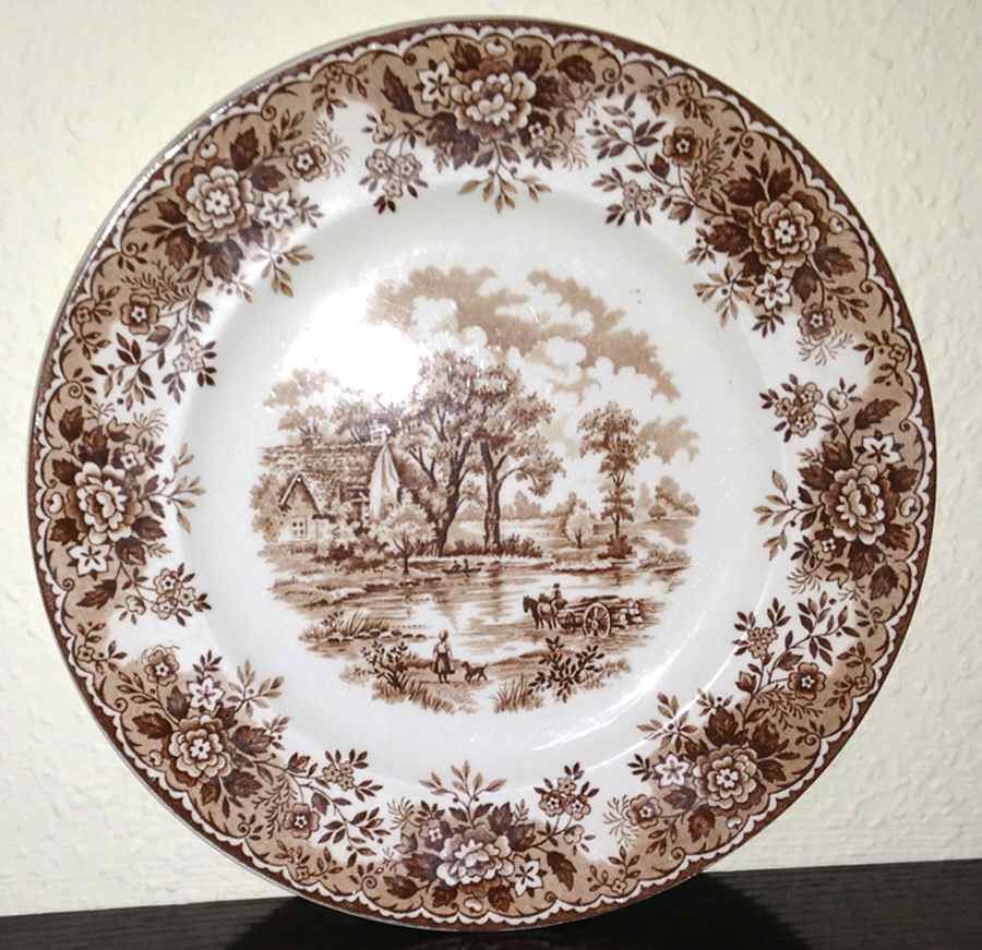 Edinburgh Brown (White Body) Dinner Plate by Alfred Meakin-1