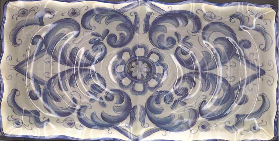Italian Blue White 16" Rectangular Serving Platter by Maxcera Corp-1