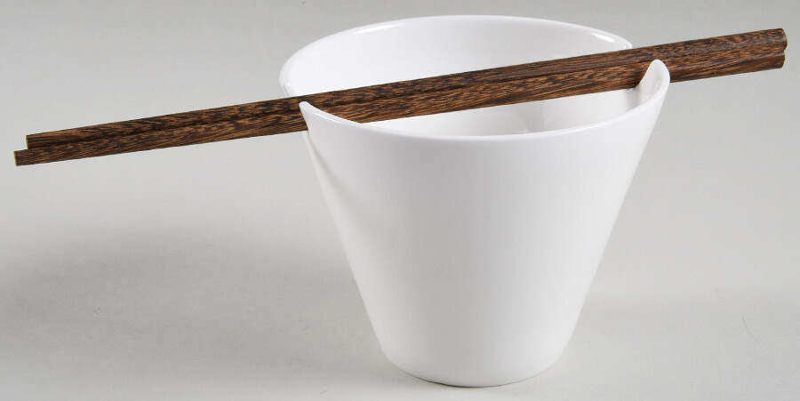 Lucerne White (Delray) Noodle Bowl & Chopsticks Set by Mikasa-1