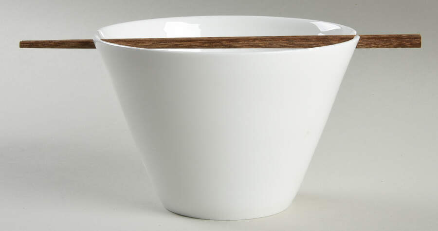 Lucerne White (Delray) Noodle Bowl & Chopsticks Set by Mikasa-1