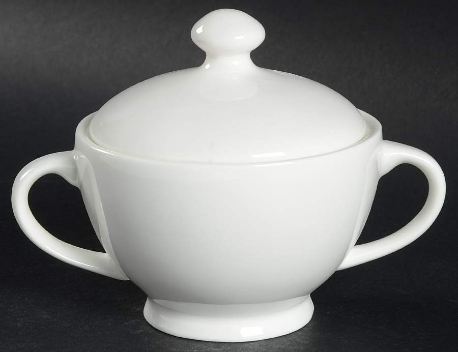 Lucerne White (Delray) Sugar Bowl & Lid by Mikasa-1