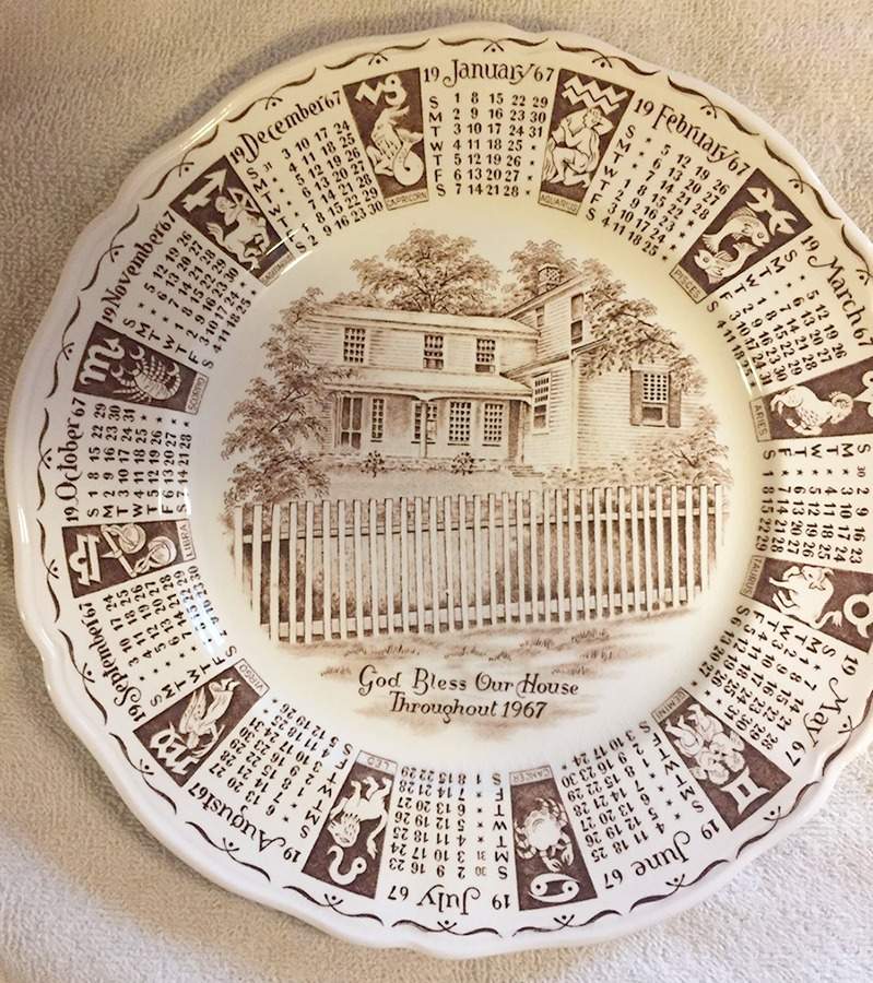 Calendar Plate "1967" Calendar Plate by Myott Staffordshire-1