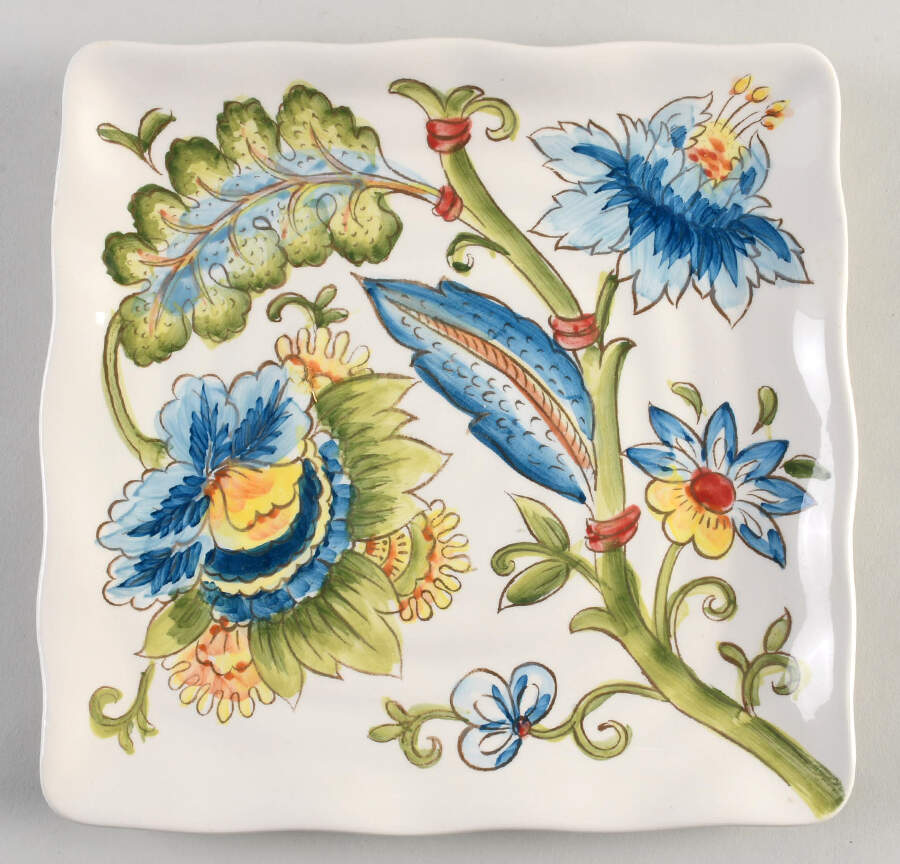 Blue Vanilla Chintz Square Salad Plate by Maxcera Corp-1