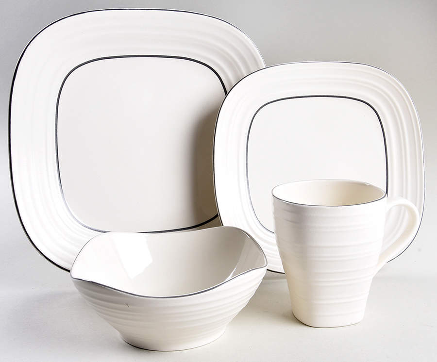 Swirl Square Banded 4 Piece Place Setting by Mikasa-1