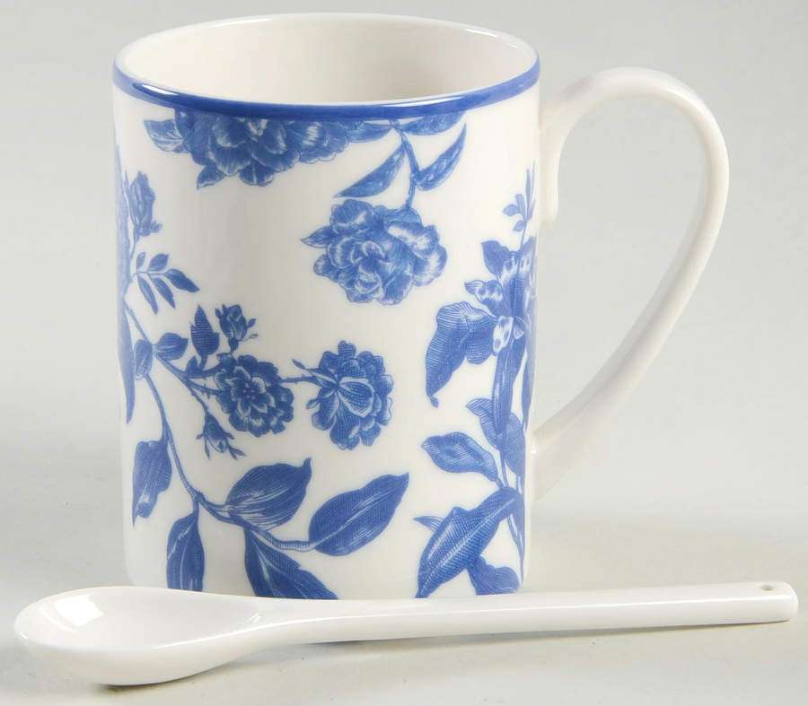 Orleans Cobalt Blue Mug & Ceramic Teaspoon Set by Martha Stewart-1