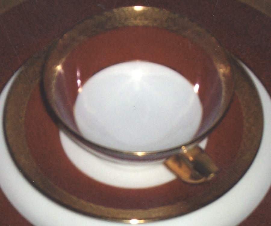 K133 Maroon Footed Cup & Saucer Set by Minton-1