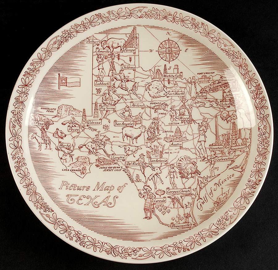 Picture Map of Texas Dinner Plate by Metlox - Poppytrail - Vernon-1