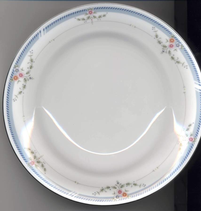 Springtime Blue (Platinum Trim) Rim Soup Bowl by MSC-1