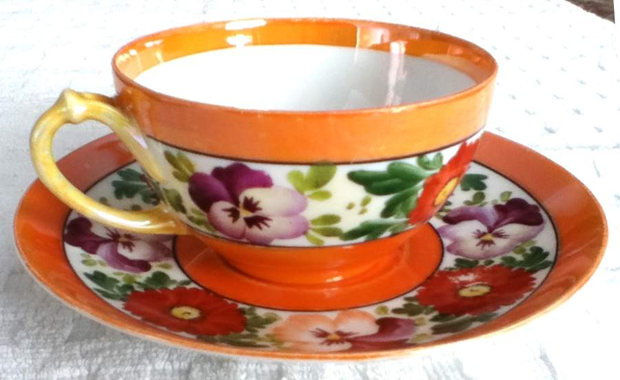 MOS33 Footed Cup & Saucer Set by Moschendorf-1