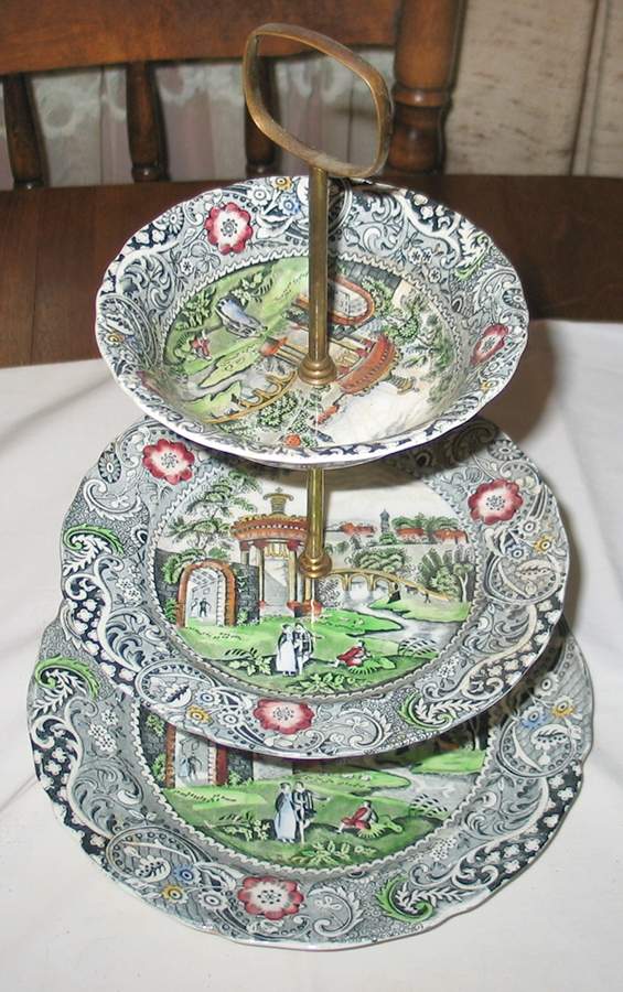 Landscape Blue Multicolor 3-Tiered Serving Tray (DP, SP, CERC) by W R Midwinter Ltd-1